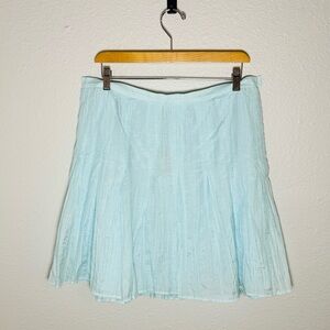 SALE! NWT J. Jill Pleated Crinkle Mini Skirt Light Sky Blue size 12
